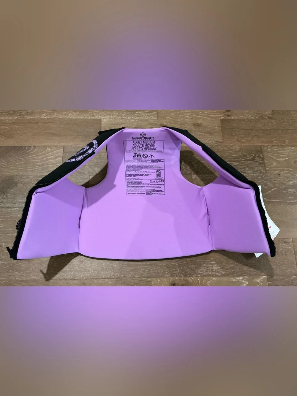 NWT- Adult Black & Lilac O'Brien Neoprrene Life Vest  - Size Medium